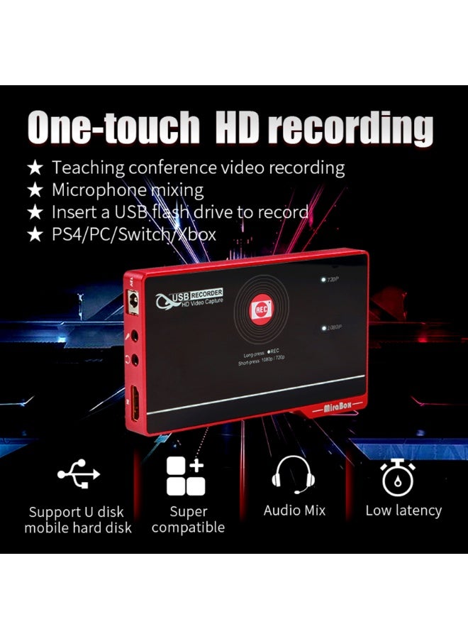 MiraBox HDMI Video Capture Recorder Box, 1080P HD USB Recording Device with Audio Mixing & Mic Input, Plug and Play HDMI Recorder for Camera, TV Box, Blu-ray, PS4, Supports USB & Hard Drive Storage - Image 2