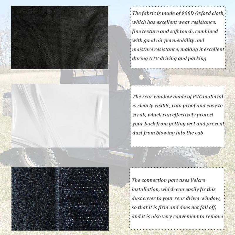 SEASAIL UTV Soft Cab Housing Side Door Heavy Duty Zipper Cab Protection with Window Opening, Soft Door for Hisun 500 700, Axis 500 700, 900D Compatible with Coleman 500 700, Massimo MSU500 - Image 4