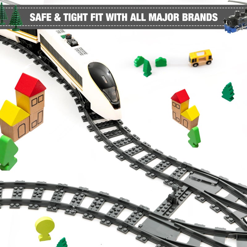 MANNIDOO Classic City Train Tracks, 54 Pieces Railroad Track with 32 Curved, 20 Straight and 2 Switch Train Tracks, Train Expansion Accessories Compatible with All Major Train Tracks - Image 5