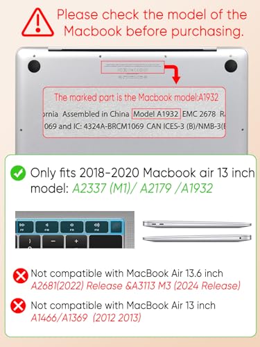 Seorsok Compatible with MacBook Air 13 Inch Case 2022 2021 2020-2018 Release A1932 A2179 M1 A2337 Touch ID,Premium Cream Textured Black Polka Dot Plastic Hard Shell Case with Keyboard Cover,Pink - Image 3