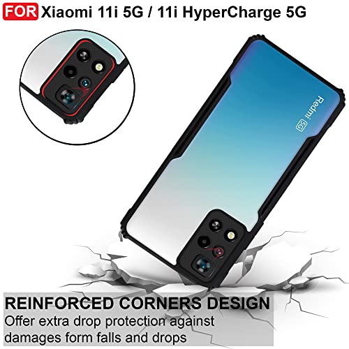 CEDO Backcover for Xiaomi 11i (5G) / 11i HyperCharge (5G) | Camera Protection Shockproof Bumper-Edge | Acrylic Crystal Clear 360 Degree Protection TPU+PC | Transparent Eagle Back Case Cover (Black) - Image 3