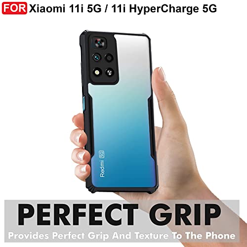 CEDO Backcover for Xiaomi 11i (5G) / 11i HyperCharge (5G) | Camera Protection Shockproof Bumper-Edge | Acrylic Crystal Clear 360 Degree Protection TPU+PC | Transparent Eagle Back Case Cover (Black) - Image 2