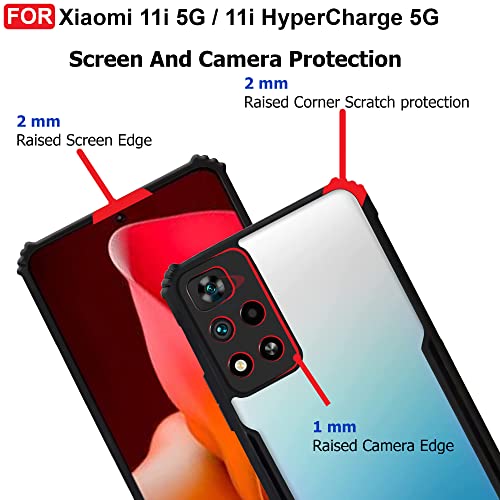 CEDO Backcover for Xiaomi 11i (5G) / 11i HyperCharge (5G) | Camera Protection Shockproof Bumper-Edge | Acrylic Crystal Clear 360 Degree Protection TPU+PC | Transparent Eagle Back Case Cover (Black) - Image 4