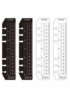 Y&D 4 Pcs Plastic Page Marker Pouch Pagefinder Measuring Today Ruler for A6 Size 6-Hole Binder Notebook, Clear and Black  - Image 1