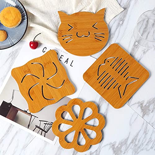 pepplo Heat Resistant Non-Slip Bamboo Trivets Pot Mat for Kitchen Table - 6Pcs Hot Pan Pads (Random Pattern, Set of 6) - Image 2