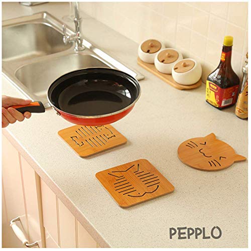 pepplo Heat Resistant Non-Slip Bamboo Trivets Pot Mat for Kitchen Table - 6Pcs Hot Pan Pads (Random Pattern, Set of 6) - Image 4