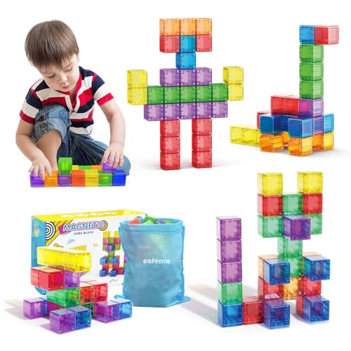 Caferria 48PCS Magnetic Blocks 138 inch Building Blocks for Toddlers STEM Building Toy for Kids Montessori Toys for 3 4 5 6 Year Old Magnet Sensory Travel Toys Christmas Birthday Gifts for Boys Girls - Image 1