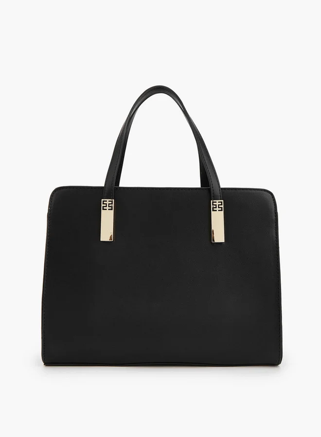 Flora Bella By Shoexpress Solid Tote Bag with Detachable Strap and Zip Closure