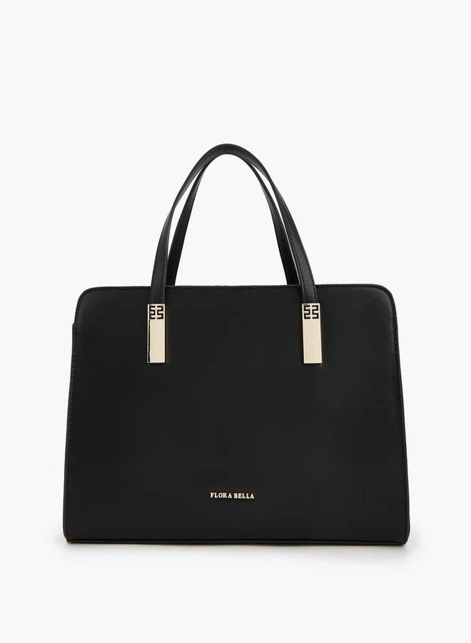 Flora Bella By Shoexpress Solid Tote Bag with Detachable Strap and Zip Closure