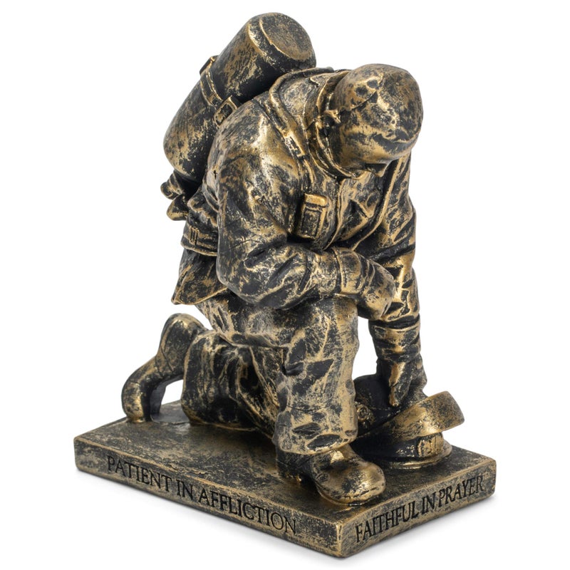 Dicksons Joyful in Hope Praying Firefighter 5 inch Gray Resin Stone Table Top Figurine - Image 1
