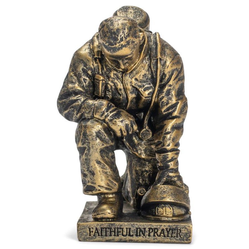 Dicksons Joyful in Hope Praying Firefighter 5 inch Gray Resin Stone Table Top Figurine - Image 5