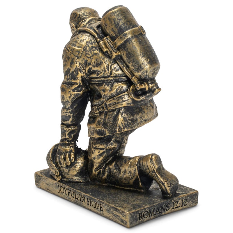 Dicksons Joyful in Hope Praying Firefighter 5 inch Gray Resin Stone Table Top Figurine - Image 4