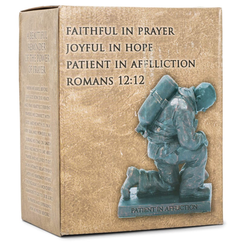 Dicksons Joyful in Hope Praying Firefighter 5 inch Gray Resin Stone Table Top Figurine - Image 3