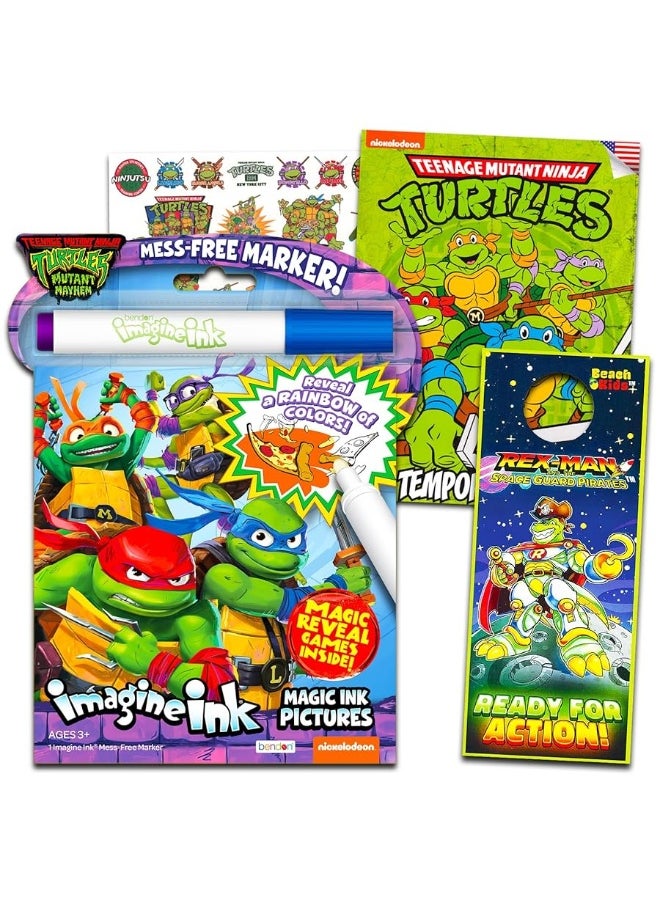 Ninja Turtles - TMNT Imagine Ink Activity and Coloring Book Bundle for Kids with 25 Ninja Turtle Tattoos and Party Favors - Image 1