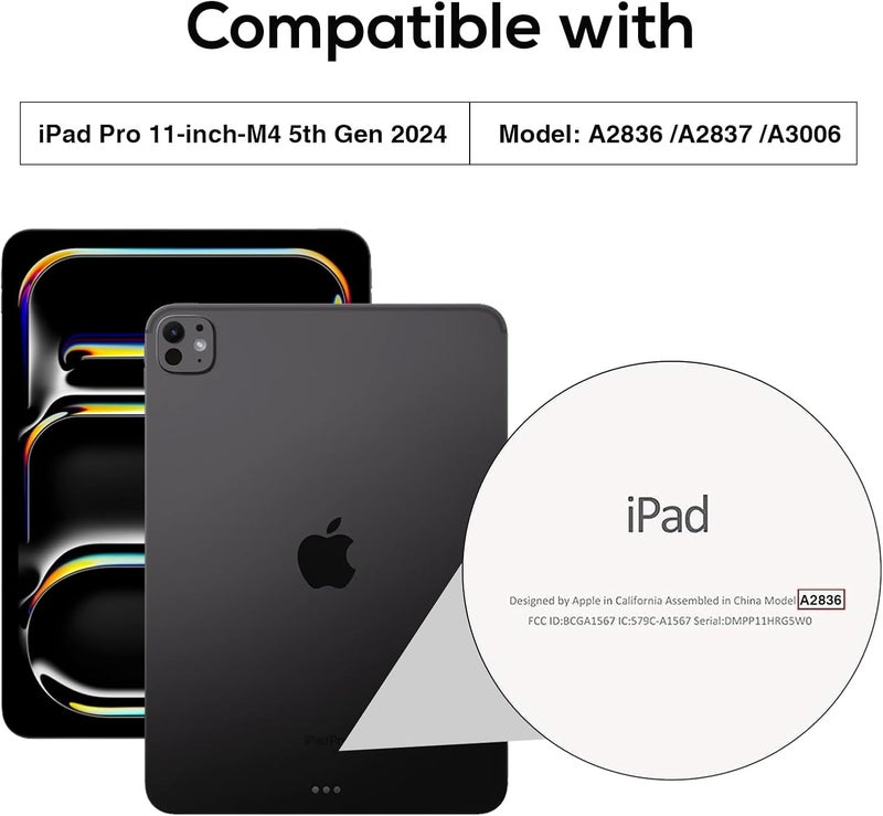 Procases Smart Case For Ipad Pro 11 Inch Case M4 2024(Model: A2836/A2837/A3006), Slim Folio Stand Hard Back Shell Protective Tablet Cover For 5Th Generation Ipad Pro 11" M4 2024 -Navy - Image 2