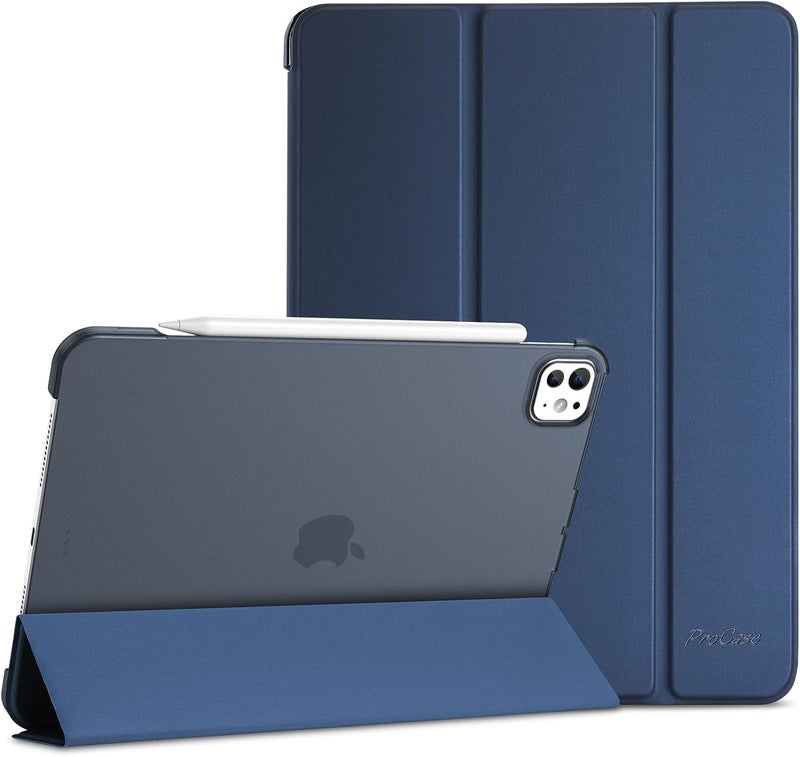 Procases Smart Case For Ipad Pro 11 Inch Case M4 2024(Model: A2836/A2837/A3006), Slim Folio Stand Hard Back Shell Protective Tablet Cover For 5Th Generation Ipad Pro 11" M4 2024 -Navy - Image 1
