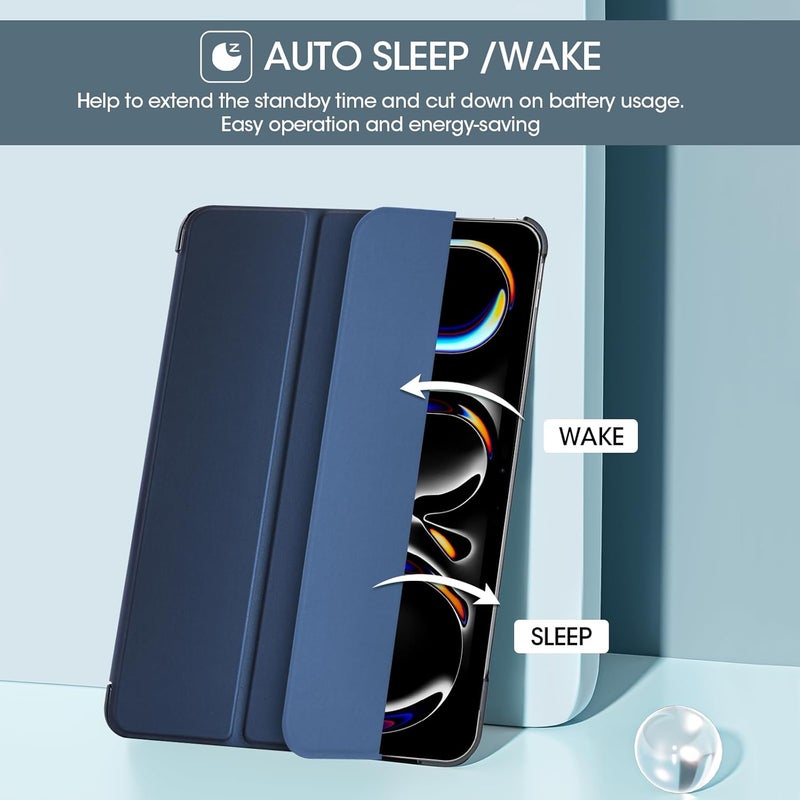 Procases Smart Case For Ipad Pro 11 Inch Case M4 2024(Model: A2836/A2837/A3006), Slim Folio Stand Hard Back Shell Protective Tablet Cover For 5Th Generation Ipad Pro 11" M4 2024 -Navy - Image 4