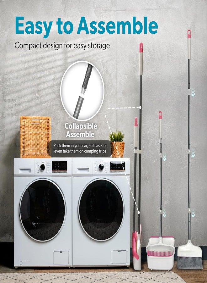 BLACK+DECKER Butler Broom & Dustpan Set - Stand-Up Design - Lightweight, Space-Saving Combo for Kitchen, Living Room, Bathroom, Lobby Floors - Home Cleaning Essential, White/Pink - Image 4