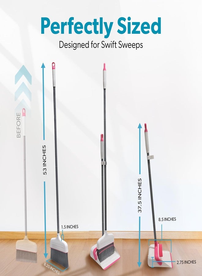 BLACK+DECKER Butler Broom & Dustpan Set - Stand-Up Design - Lightweight, Space-Saving Combo for Kitchen, Living Room, Bathroom, Lobby Floors - Home Cleaning Essential, White/Pink - Image 3