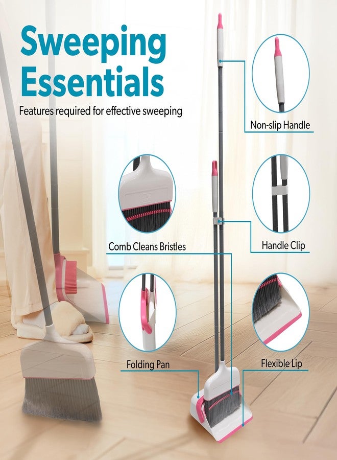 BLACK+DECKER Butler Broom & Dustpan Set - Stand-Up Design - Lightweight, Space-Saving Combo for Kitchen, Living Room, Bathroom, Lobby Floors - Home Cleaning Essential, White/Pink - Image 5