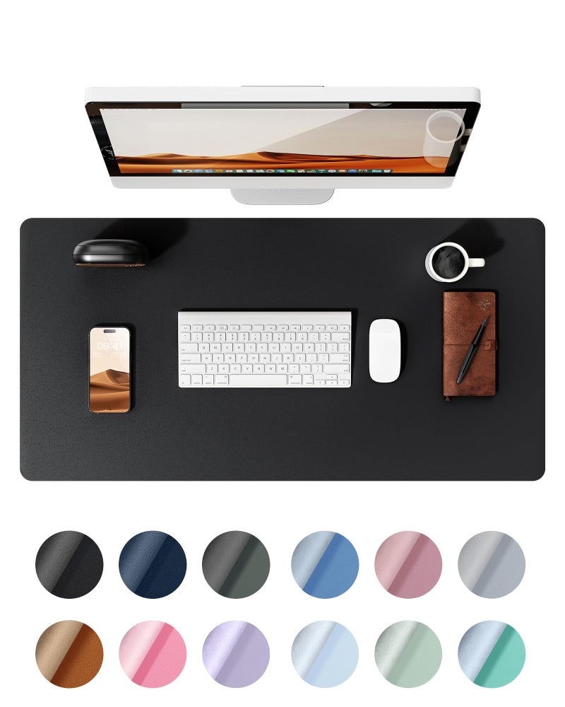 YSAGi Leather Desk Protector, Office Mat, Large Mouse Mat, Non-Slip PU Leather Blotter, Laptop Desk Mat, Waterproof Writing Pad for Office and Home (Black, 31.5" x 15.8") - Image 1