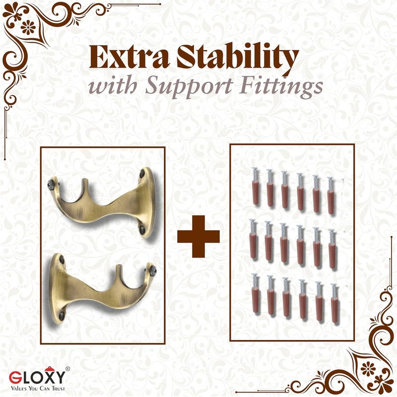 GLOXY Aluminium Single Diamond Curtain Brackets Parda Holders with Support Fittings Designer 1 Inch Rod Pocket Finials For Door WindowAntique Pair of 2 - Image 4