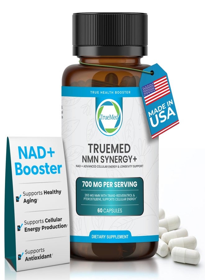 TRUEMED NMN Synergy+ 700mg – Premium NMN Supplement with Resveratrol & Pterostilbene | Advanced NAD+ Supplement for Cellular Energy, & Wellness Support | Non-GMO, Vegan, 60 Capsules - Image 1