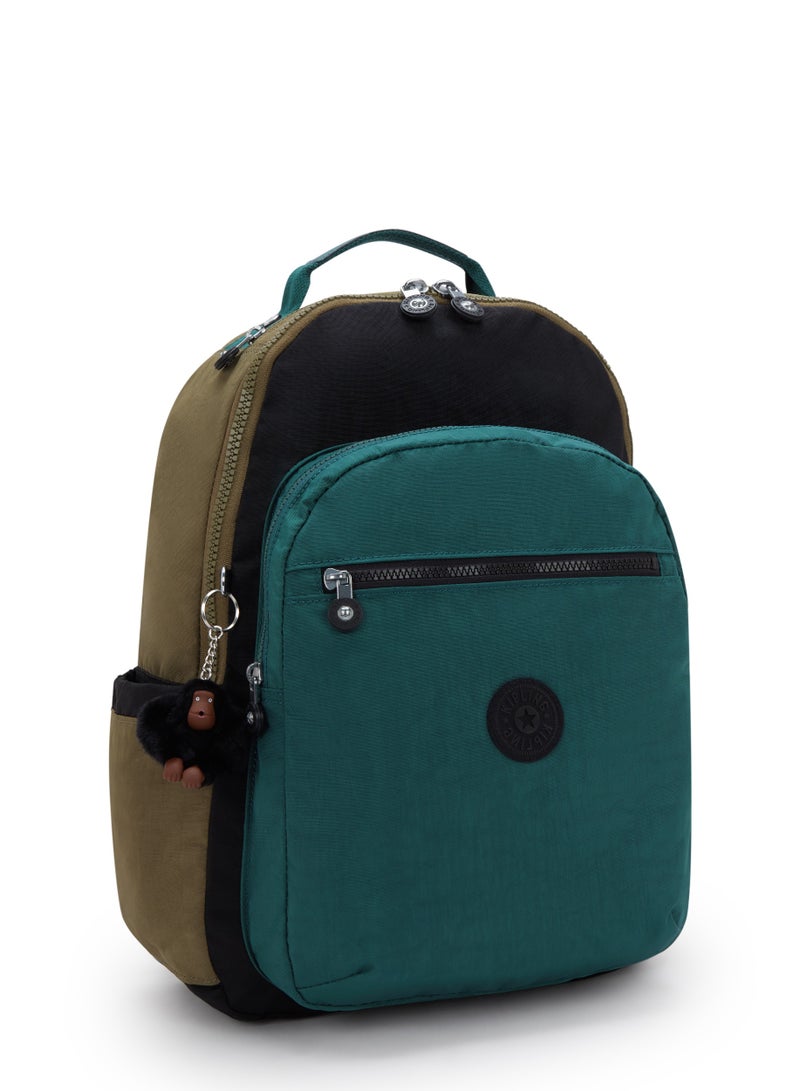 kipling Classic Seoul Kids School Large Backpack with Tablet Protection, 15-inch, 27L, 0.65kg, Bottle holder - Black Khaki Block - Image 4