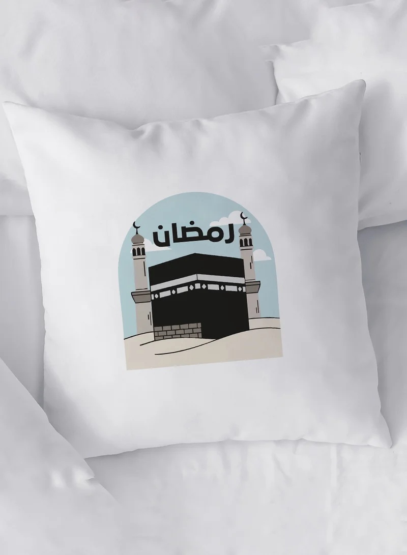 لوحة غطاء وسادة من البوليستر بتصميم رمضان مع الكعبة الشريفة