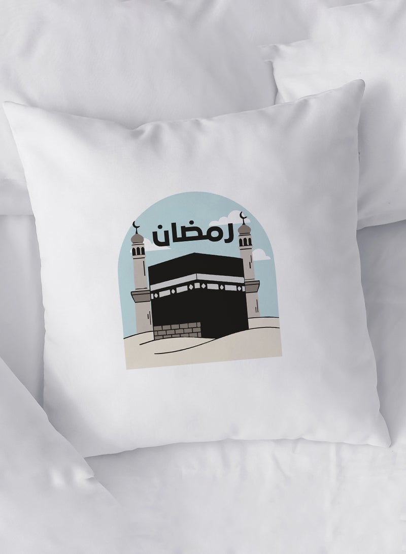 لوحة غطاء وسادة من البوليستر بتصميم رمضان مع الكعبة الشريفة - Image 1