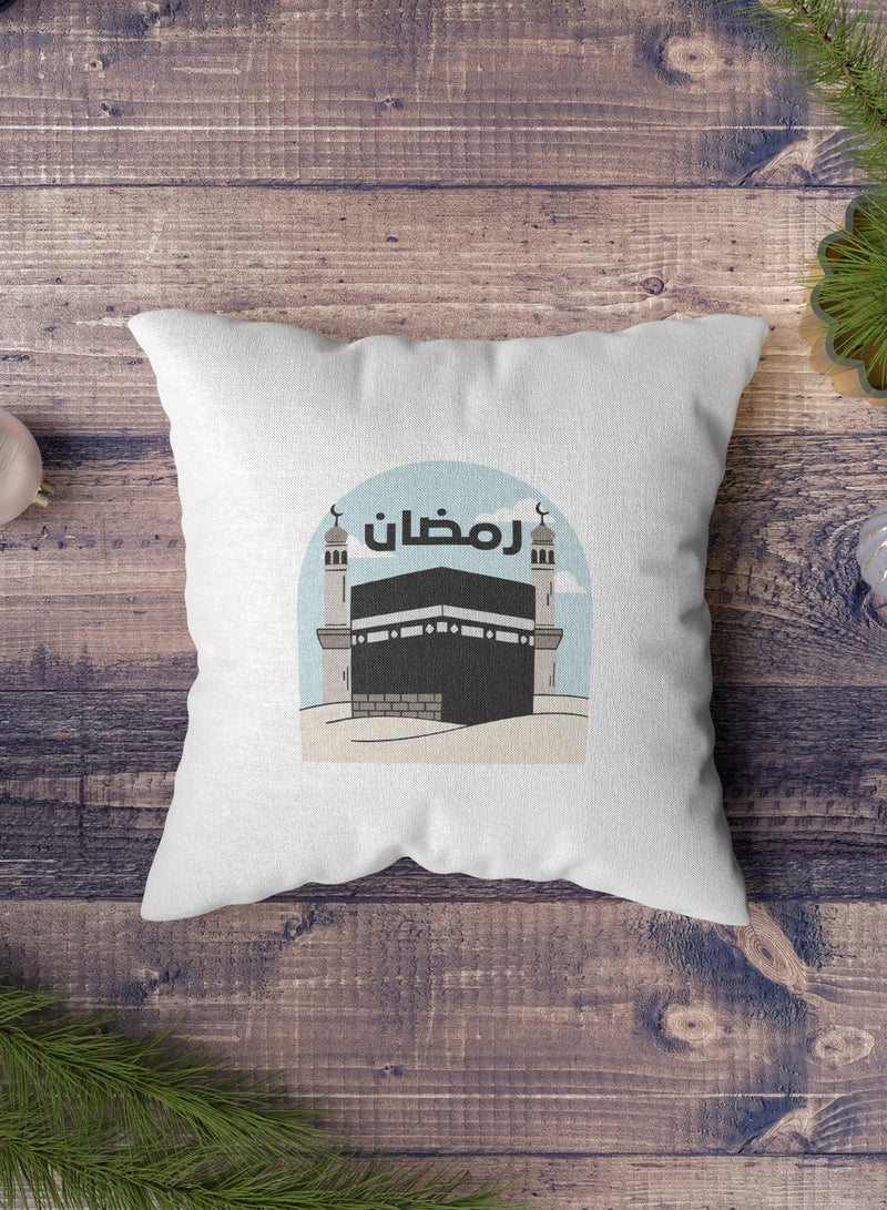 لوحة غطاء وسادة من البوليستر بتصميم رمضان مع الكعبة الشريفة - Image 2