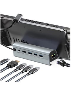 Steam Deck Dock, 6-in-1 Docking Station with HDMI 2.0 Upgraded 4K@HD, Gigabit Ethernet, 3 USB 3.0 Port and USB-C PD Port, Steam Deck Accessories(Aluminum Alloy)