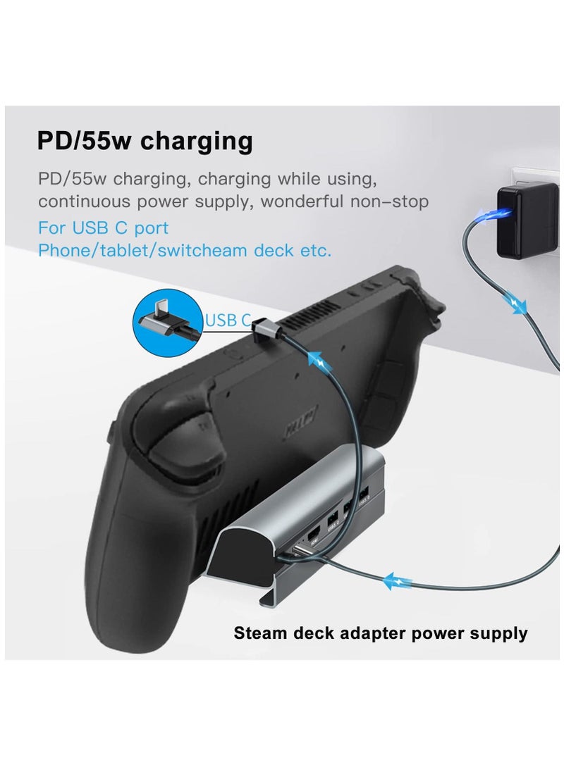 SYOSI - Steam Deck Dock, 6-in-1 Docking Station with HDMI 2.0 Upgraded 4K@HD, Gigabit Ethernet, 3 USB 3.0 Port and USB-C PD Port, Steam Deck Accessories(Aluminum Alloy) - Image 1