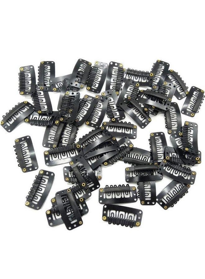 SHIDARA 15 PCS Snap Clips for Hair Extensions Weaves U-shape Metallic Wig Clips With Silicon Rubber Small Size|Black - Image 1