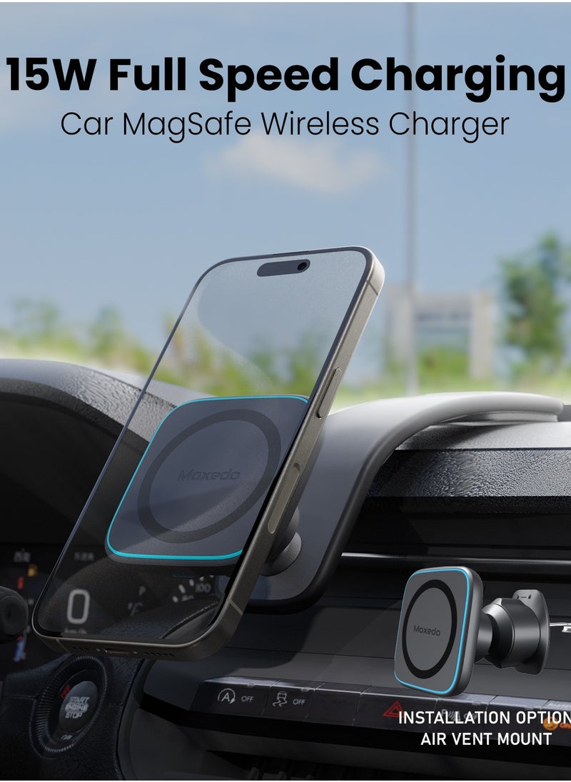 Moxedo Moxedo Flexi-Grip Magnetic Phone Holder 15W Wireless Charging Car Mount Bendable Titanium Alloy 360° Rotation with Air Vent Clip Compatible for iPhone 15 14 13 12 Pro Plus Max Mini  - Image 2