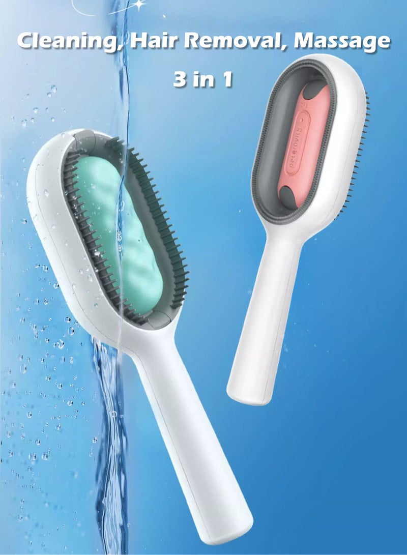 MissTiara مشط تنظيف الحيوانات الأليفة ثلاثي الوظائف مع خزان ماء لإزالة الشعر والتدليك مع 200 مل من الجوهر القابل للتصرف و100 ورقة من المناديل القطنية الناعمة - Image 5