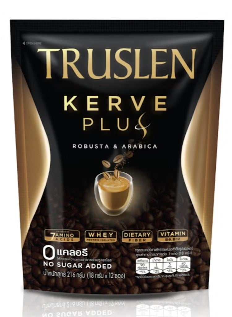 Truslen Kerve Plus Protein Coffee | No Sugar Added | Low Fat | Robusta & Arabica | Instant Coffee Sachets - Image 1