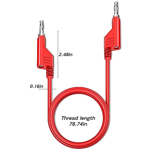 Goupchn Stackable Banana to Banana Plug Test Leads 2PCS Soft Electrical Test Cable Wire 6.56ft/2m Red Black for Multimeter 1000V 15A - Image 2