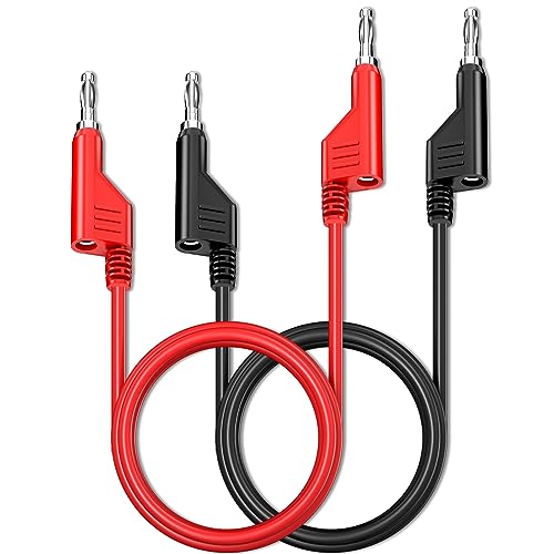 Goupchn Stackable Banana to Banana Plug Test Leads 2PCS Soft Electrical Test Cable Wire 6.56ft/2m Red Black for Multimeter 1000V 15A - Image 1