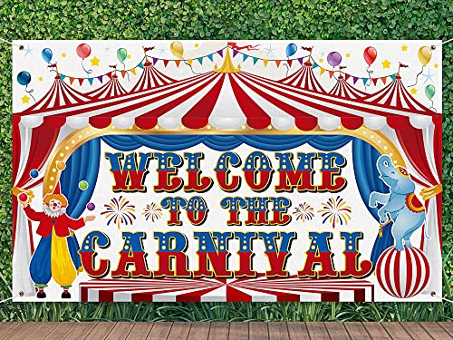 Remagr Large Circus Carnival Backdrop 71 x 43 Inch Welcome to the Carnival Banner Backdrop Photo Background for Carnival Circus Theme Party Decorations Birthday Party Supplies Photo Props - Image 1