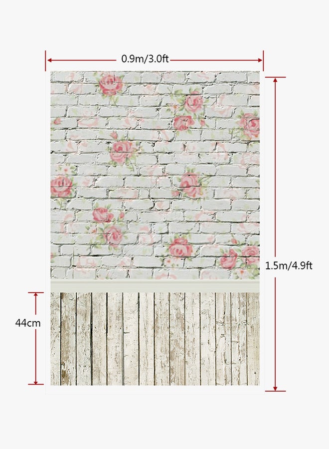 docooler Flower Brick Wall Pattern Photography Studio Background Pink/Green/White - Image 4