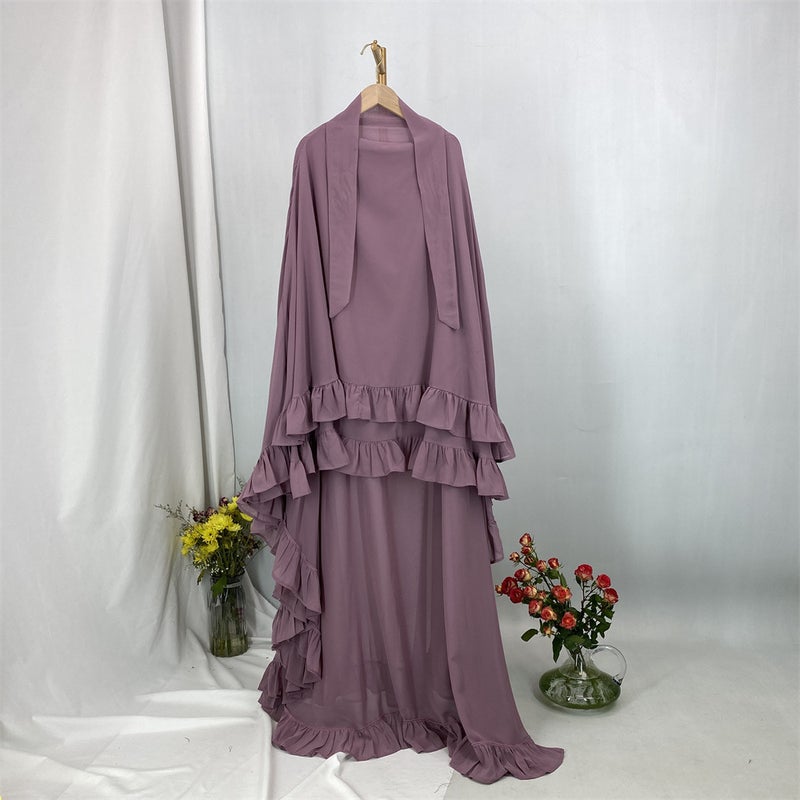 Selling Hot Chiffon Solid Color Headscarf with Wave Edge - Khimar Hijab - Image 5