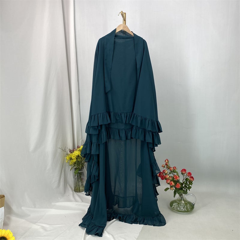 Selling Hot Chiffon Solid Color Headscarf with Wave Edge - Khimar Hijab - Image 1