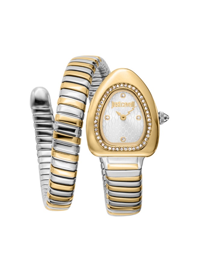 Just Cavalli ساعة كواتز نسائية من جاست كافالي بتصميم ثنائي اللون بقرص فضي - JC1L249M0055 - Image 1