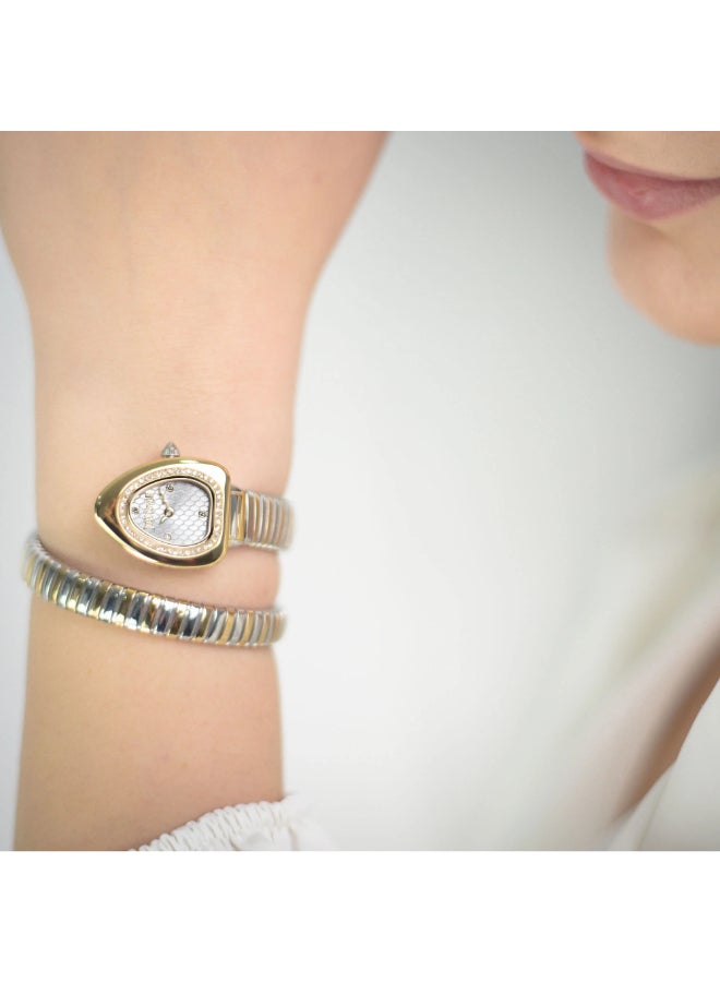 Just Cavalli ساعة كواتز نسائية من جاست كافالي بتصميم ثنائي اللون بقرص فضي - JC1L249M0055 - Image 4