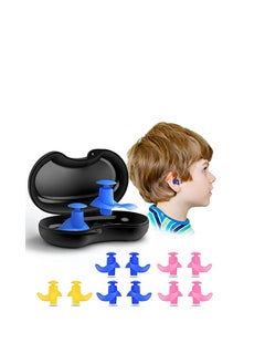 Swimming Earplugs, 5 Pairs Pack Waterproof Reusable Silicone Swimming Ear Plugs for Swimming Showering Bathing Surfing Snorkeling and Other Water Sports, Suitable for Kids and Adults