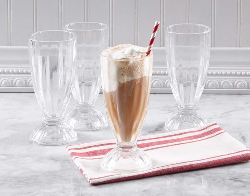 forestamart Tall American Retro Style Soda Fountain Ice Cream Glory Dessert Milkshake Glasses 350 ml Set of 6 - Image 1