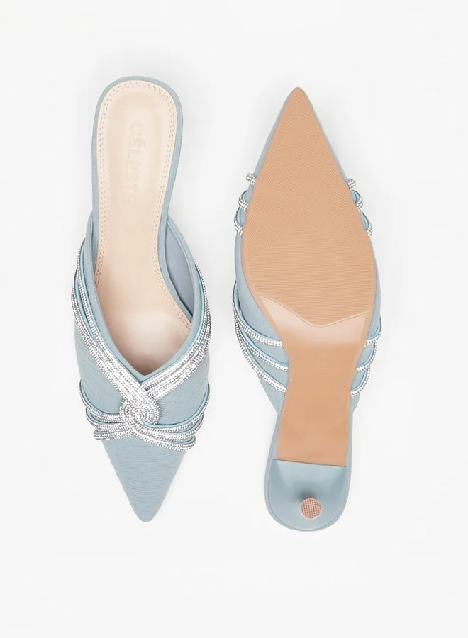 Celeste Women's Embellished Slip-On Mules with Stiletto Heels