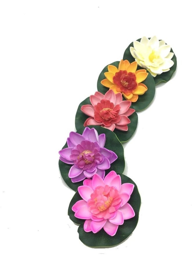 Pomeat 5 Pcs Floating Artificial Lotus Flowers Decor Floating Pond Decor Water Lily Home Decoration - Image 4