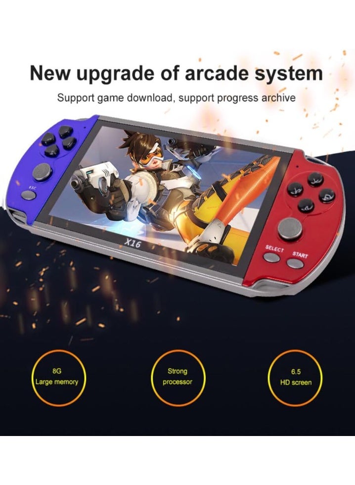 SMARTX X16 Handheld Game Console with 6.5" HD Screen, 8GB Card, Preloaded Classic & Modern Games, Portable Retro Gaming System for Kids & Adults – Ideal for Travel, Entertainment and Gifts - Image 4